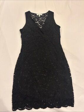 Black Lace Low Cut Sleeveless Dress